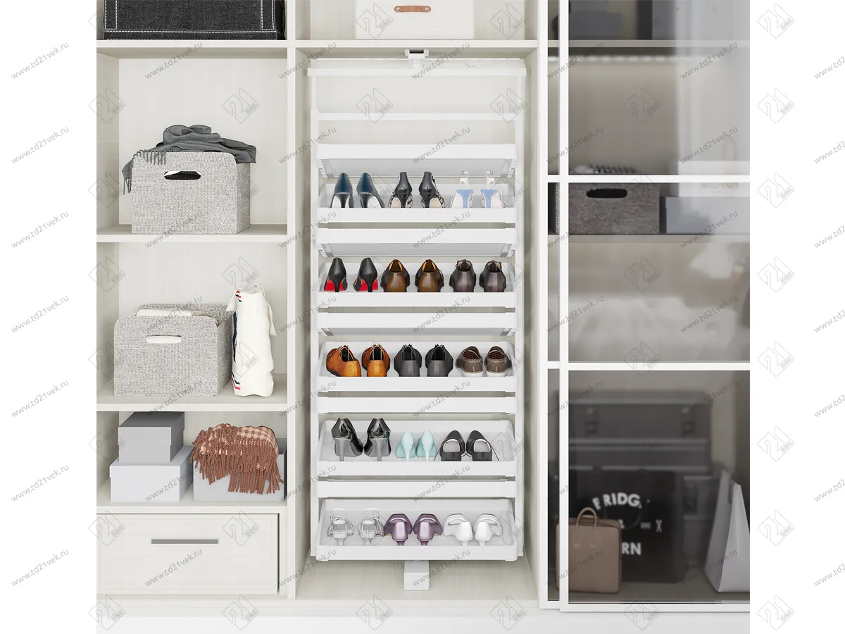 S-6834-W Поворотная обувница в базу 800 мм, Starax, (700х360х1630-1830 мм), белая 2