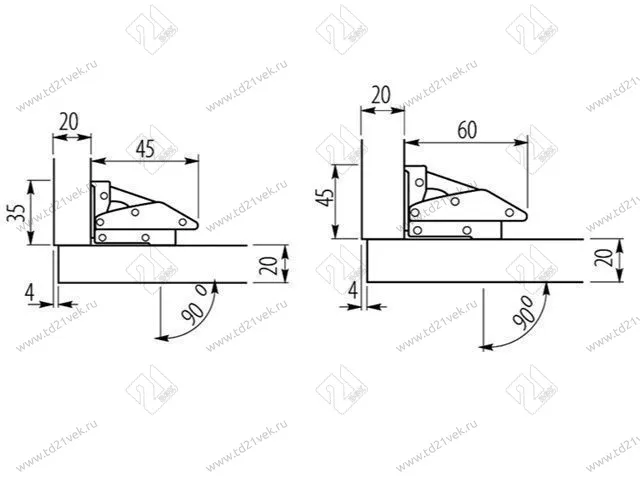 ZT-HF-01-D00 Петля поршневая гидравлическая 18,5/32,8/77,4мм, сталь, накладная <200> 2