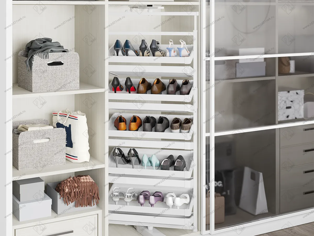 S-6834-W Поворотная обувница в базу 800 мм, Starax, (700х360х1630-1830 мм), белая 1