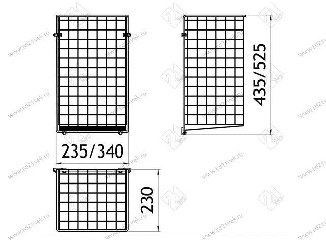 Корзина для белья в базу 400 мм, 340х525х230 мм, белая, с креплением на дверцу, крепёж 4 шт. в комплекте 2