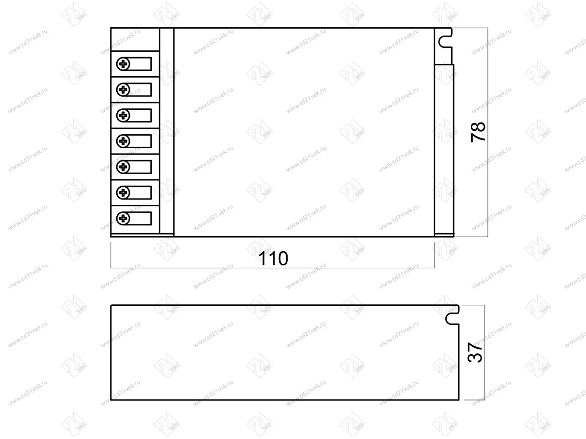 06.800.01.356 Блок питания стабилизированного напряжения, вентилируемый, в корпусе IP20, 220/12В, max 60Вт 2