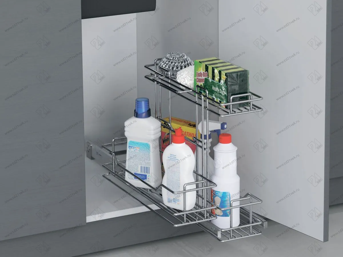 S-2498-C Выдвижная корзина под мойку в базу 350 мм, Starax, (280х460х405 мм), хром 1