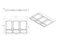S-2552-A Система сортировки в базу 800 мм, Starax Order, 3 ведра, антрацит