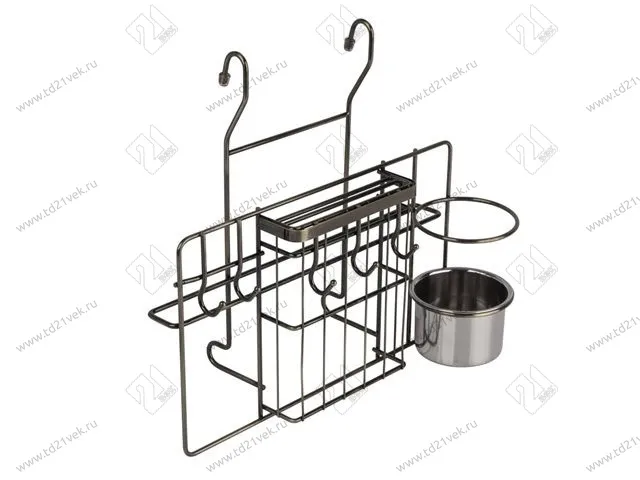 MX-404 BA Полка на рейлинг для ножей и досок с крючками, 380х175х350мм, бронза, <6> 1