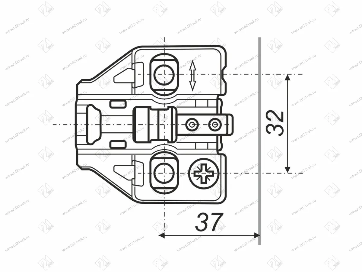 H8010 Планка с эксцентриком для EVO (H=0 мм) под саморез и евровинт 2