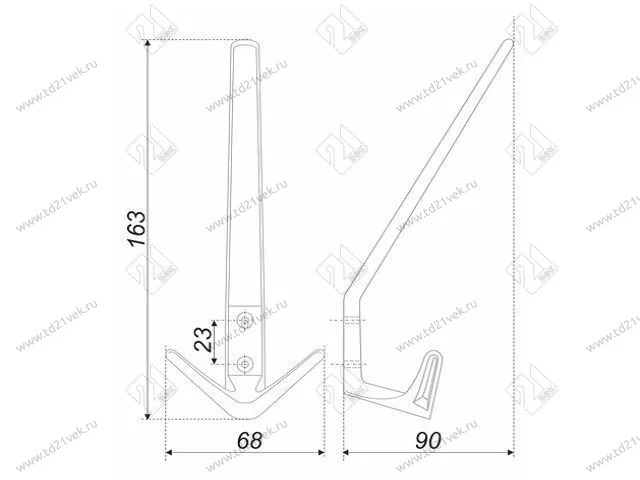 K305.05SC.3 Крючок мебельный  сатиновый хром <12> 2