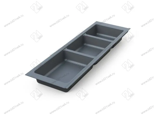 105-83-06-309 Лоток для столовых приборов Mesan TrayBond, 3 отдела,(Ш157хГ480-444хВ45) антрацит <5/80> 1