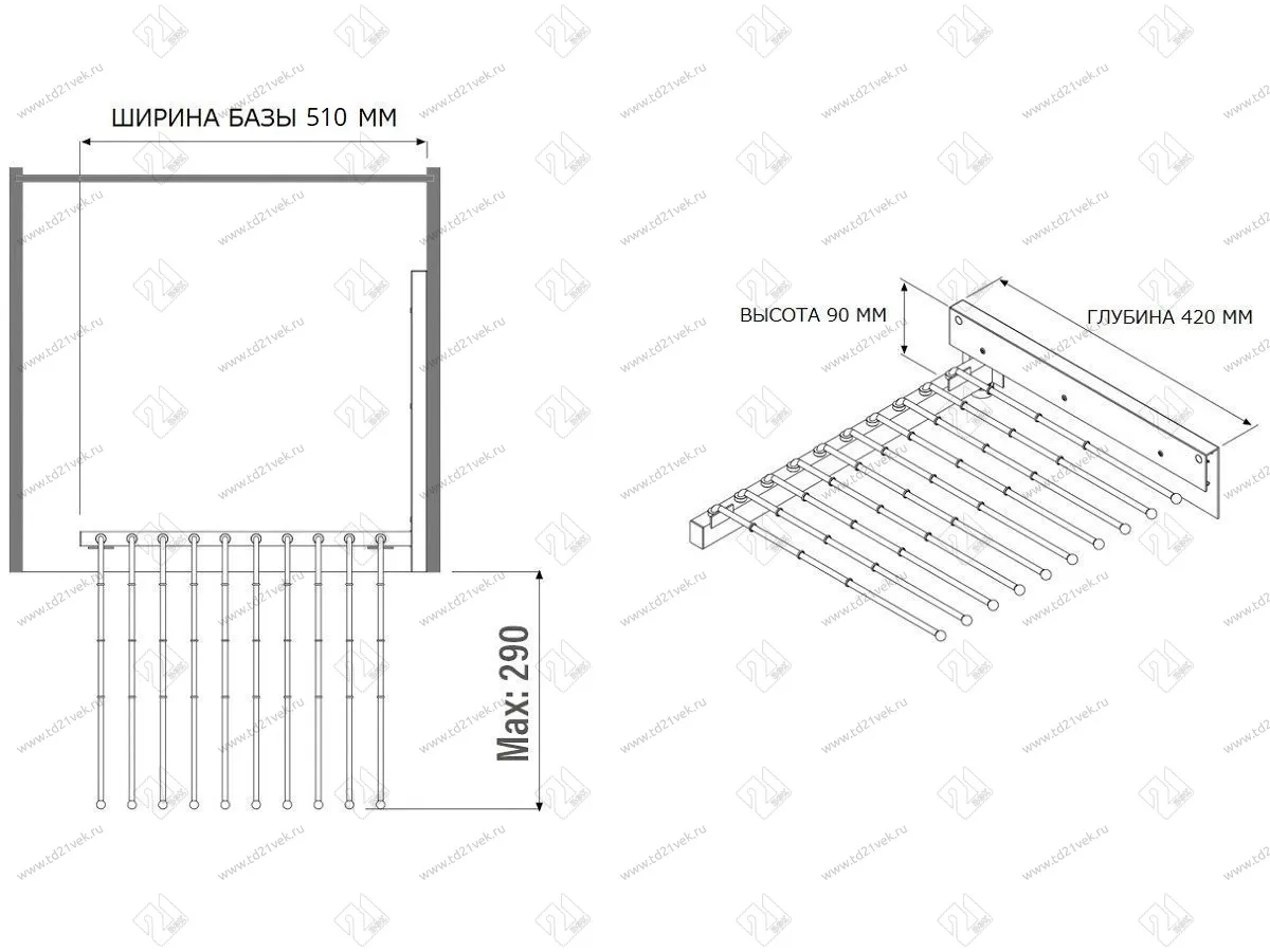 S-6035-G Брючница Starax, (500х420х90 мм) 3