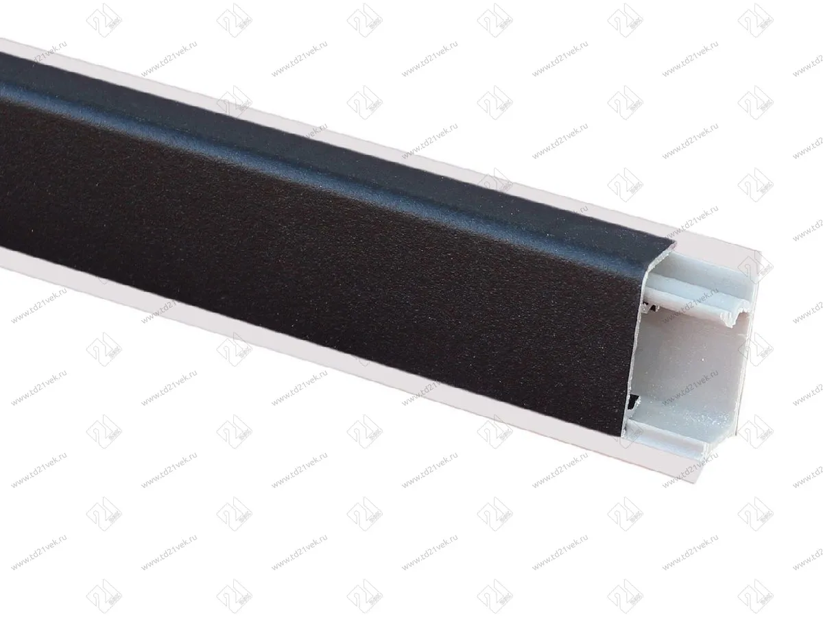 Плинтус кухонный алюминиевый, гладкий прямоугольный Квадро 3,05м черный <1/20/40> 1