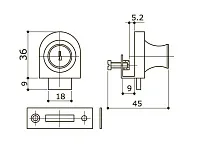 Замок №806, полуовальный для один. стекл. двери <12/240>