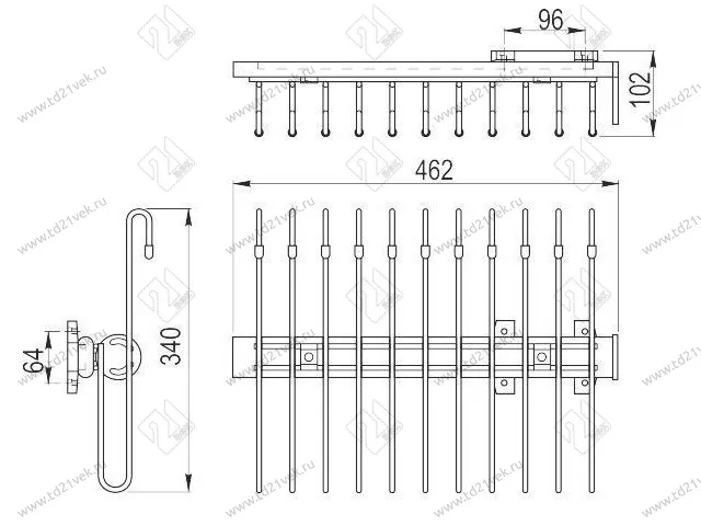 WW-WSPP00-01 Выдвижная вешалка для брюк GTV, верхний крепеж, хром <4> 2