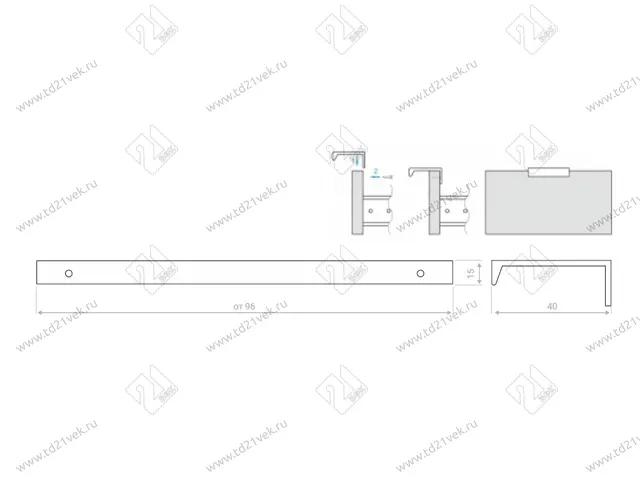Профиль-ручка торцевая 800мм (L896мм) золото матовое 2