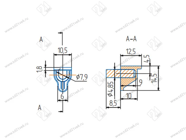 Полкодержатель для стеклянных полок, Г-образный, штифт-d5 мм, прозрачный 2