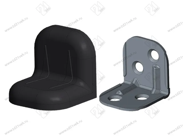 Уголок крепежный 24х24х25 мм, черный c пластиковой крышкой 1