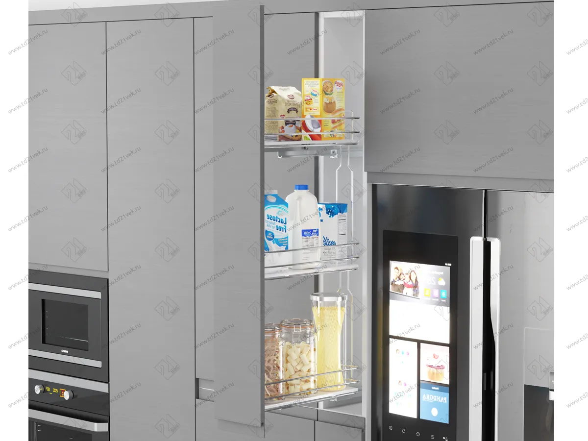 S-2927-C Выдвижная колонна в базу 200 мм, Starax, 3-х ярусная, (155х450х920 мм), левая 1