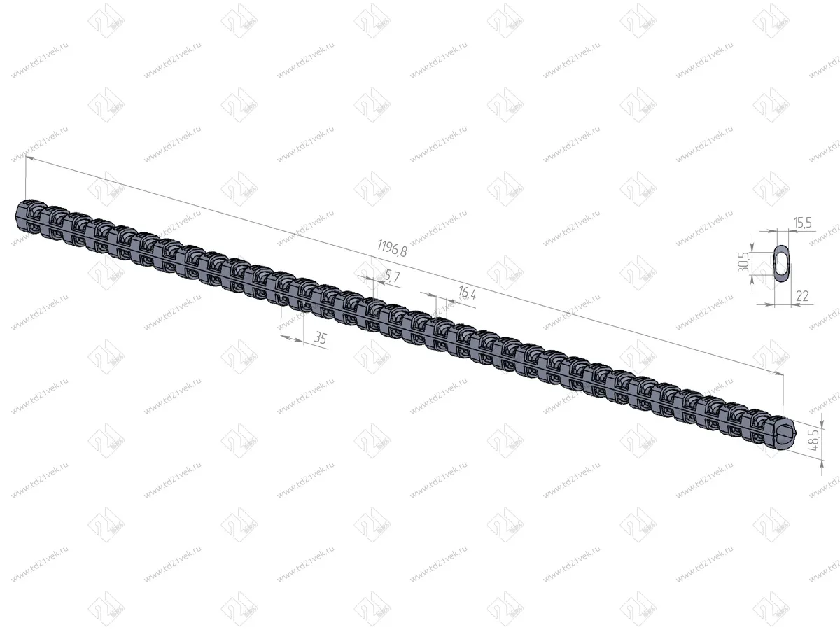 Накладка для овальной штанги  L1200мм, светло-серый 2