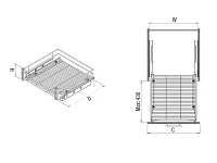 S-2343-A Выдвижная корзина с фасадным креплением в базу 450 мм, Starax, направляющие Blum Tandem, (410-430х500х160 мм)