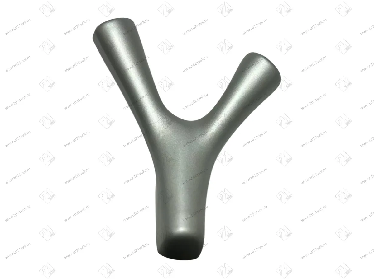 Крючок двухрожковый, хром матовый, VETKA, в комплекте: саморез 2 шт., дюбель 2 шт., крепёжная планка 1