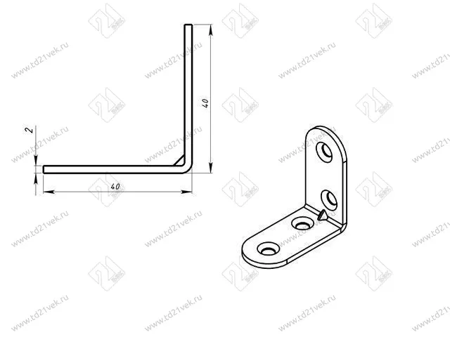 Кронштейн МК 40х40, цинк (100) <500> 2
