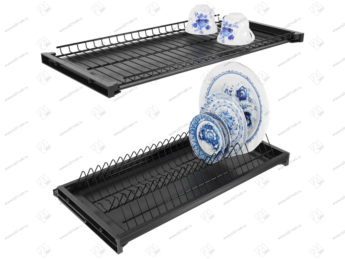 Сушка двухуровневая 800/16 с рамкой + 2 поддона, чёрный матовый 2