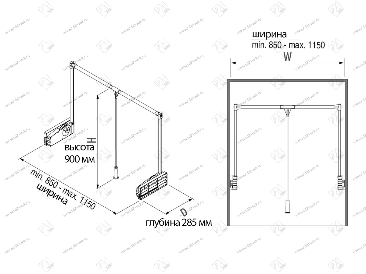 S-6013-A Пантограф Starax, (850-1150x285x900 мм), нагрузка 10 кг, антрацит 5
