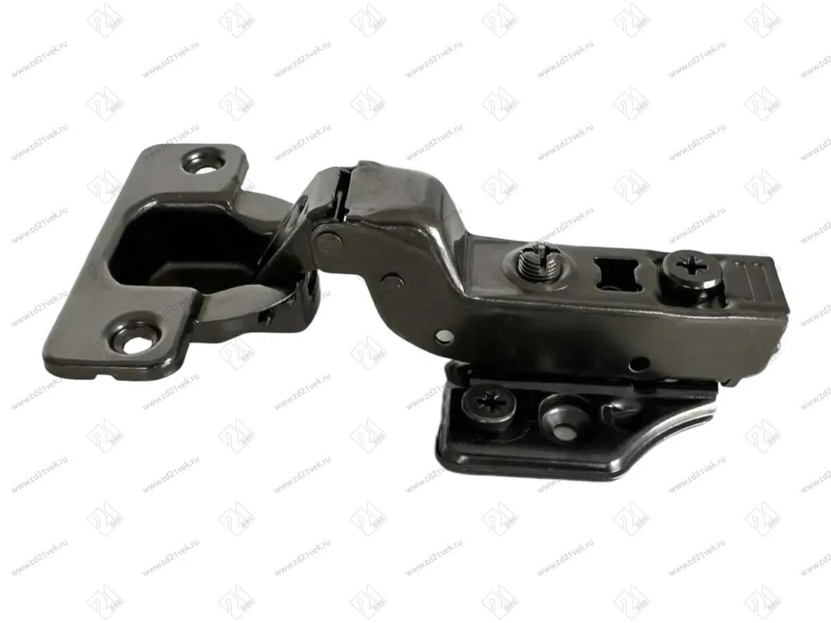 Петля вкладная 16мм (без пружины), 48мм, планка Н=2, 3D, CLIP-ON, 2 накладки+4 самореза, черный 3