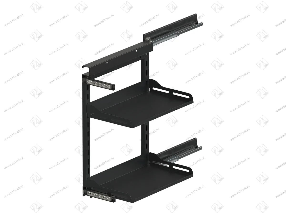 S-2792-US-A Бутылочница 350, Starax, 2-х ярусная, направляющие Blum Tandem, (305х470х635 мм), с доводчиком, полное выдвижение, правая, антрацит 2