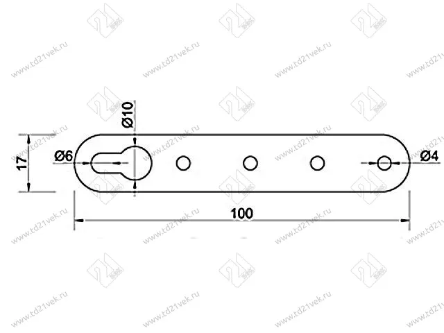 Подвес прямой 100х17 (4 шурупа прорезь сверху) покрытый И (50/100) <800> 2