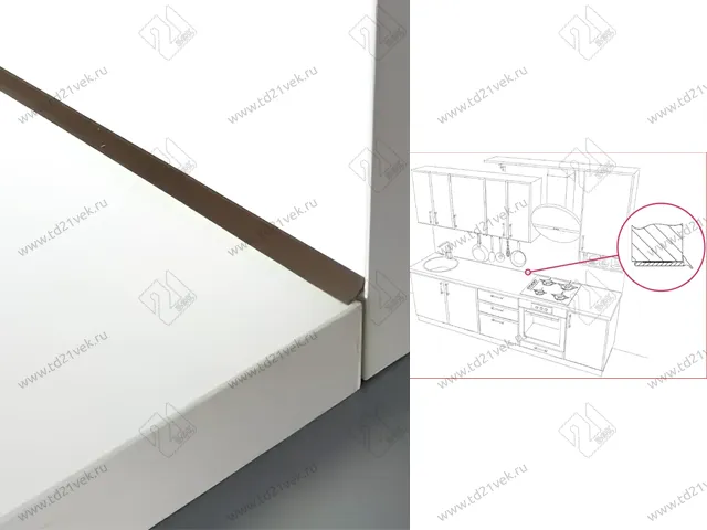 Уплотнительный гибкий плинтус для столешницы Аврора 9мм, 1 боб = 5м, прозрачный 6