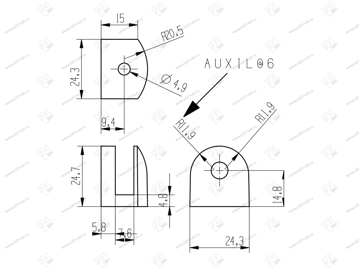 Полкодержатель для стекла  толщиной 7,6 мм, хром, средний (24,7х24,3х15), в комплекте: пластиковый дюбель 2 шт.+ саморез 2 шт. 2