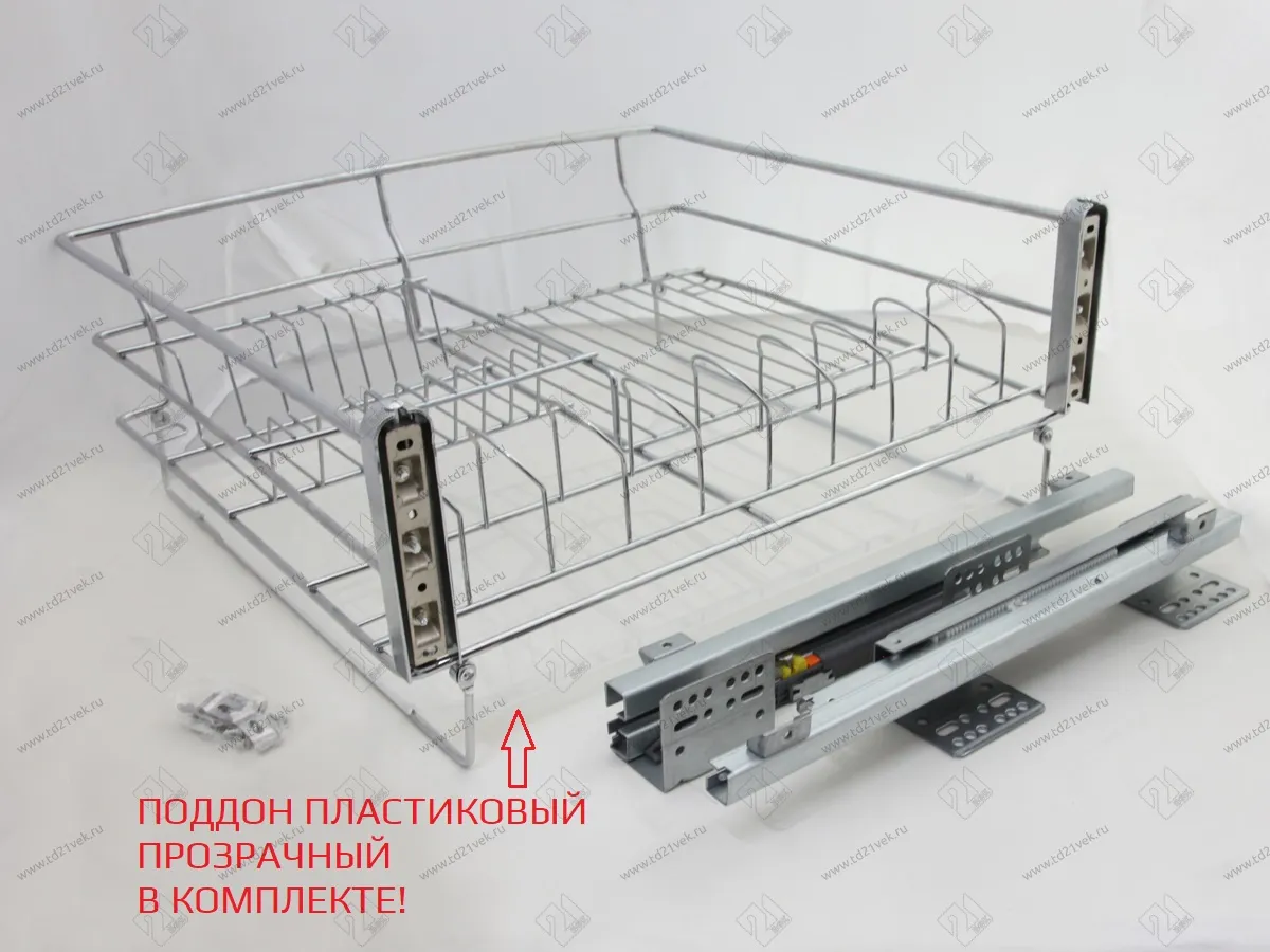 Сушка для посуды 600 мм выдвижная в нижнюю базу, с доводчиком, металл, хром 2