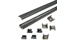 19.143.37.328 Профиль алюминиевый накладной 2 м (ЧЕРНЫЙ) КСС 1506W(Е), 4 кл + 4 загл с отверстием чёрные <1>
