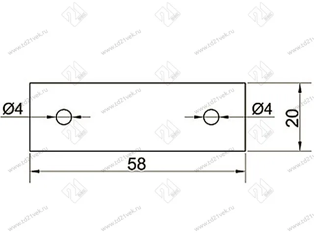 Полоса крепежная 58х20, 2 отверстия (50/100) <1500> 2