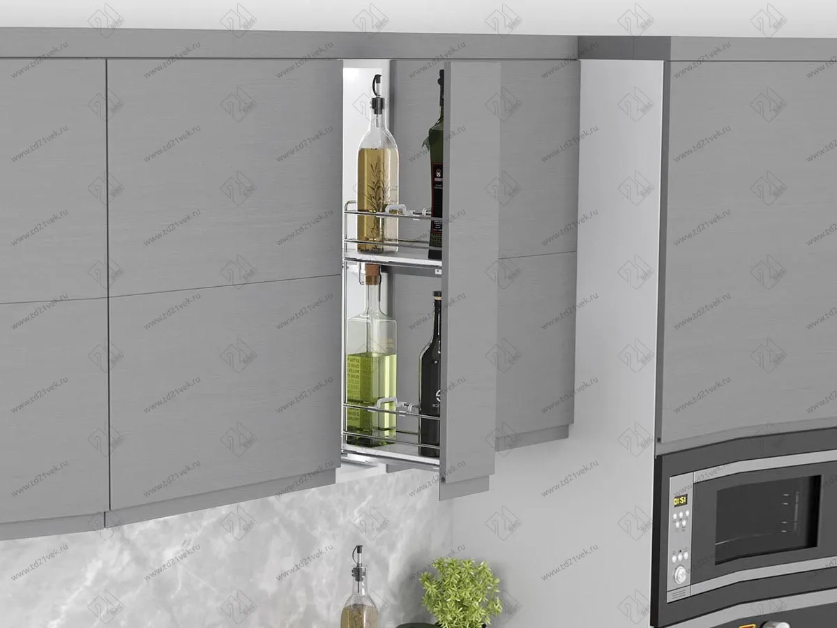 S-2910-C Бутылочница 150, Starax, в верхнюю базу, 2-х ярусная, (106х280х520 мм), направляющие Blum Tandem, полное выдвижение, правая, хром 1