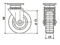 Опора колесная 371 нагрузка - 50 кг d=75, h=98 <100>