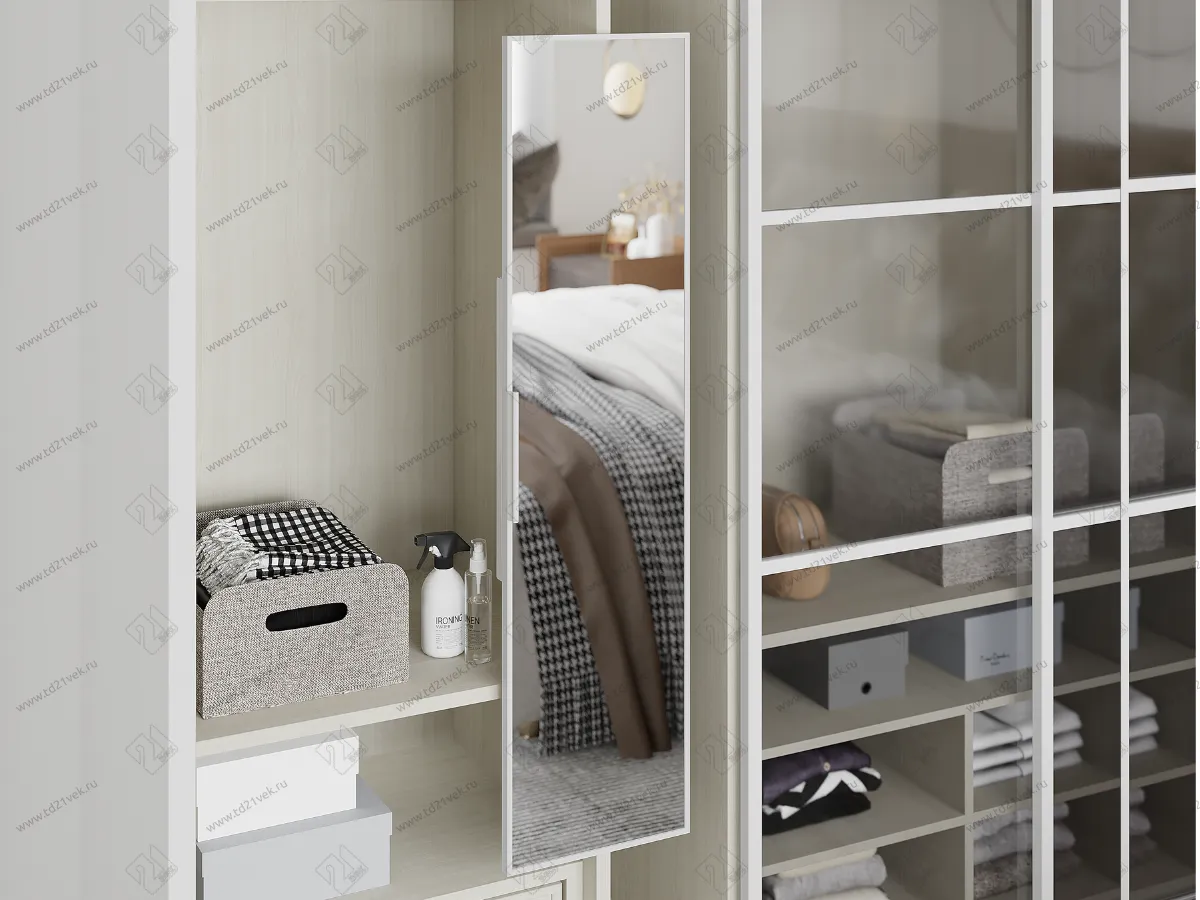 S-6612-W Выдвижное зеркало в шкаф в базу 160 мм, Starax, (120х340х1300 мм), белое 1