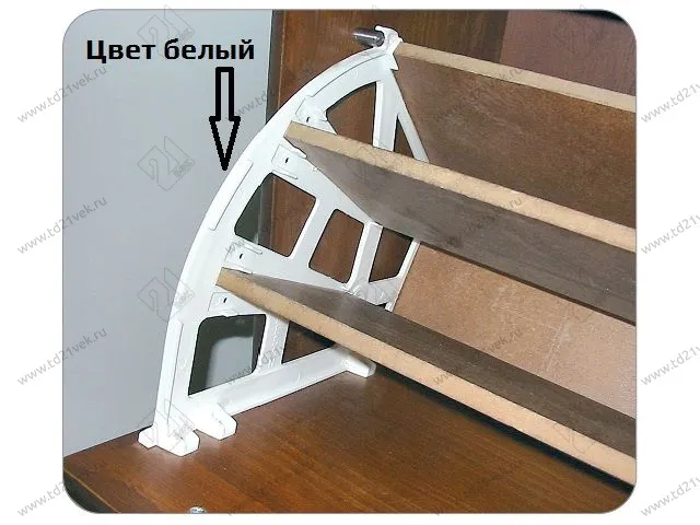 107-01-09-302 Механизм для обувниц Mesan, односекционный с дюбелями, пластик, белый <40> 2