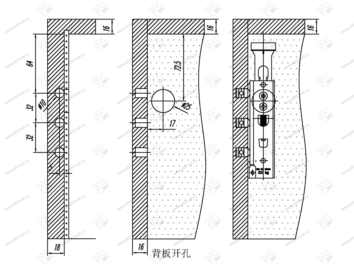 Навес скрытый для шкафа L+R до 120 кг (для верхней базы) цинк, Р4818 3