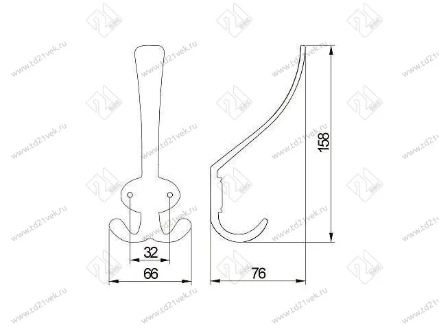 WZ-CORUNA-D-20M мебельный крючок CORUNA , большой, черный матовый <20> 2