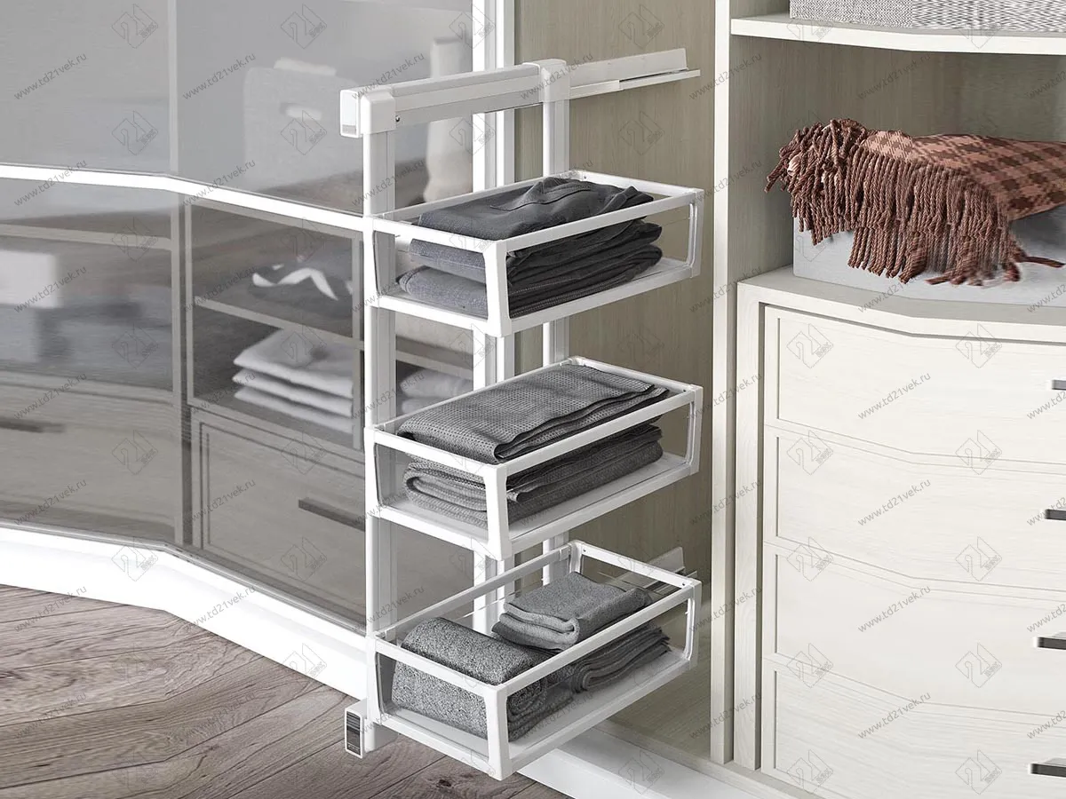 S-6721-W Корзина для белья, Starax, 3-х ярусная, (325х475х1000 мм), левая, белая 1