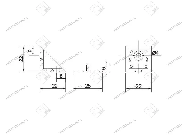 Уголок пластиковый №13 без крышки+крышка (А)(беж.-роз.) 100/1500 2