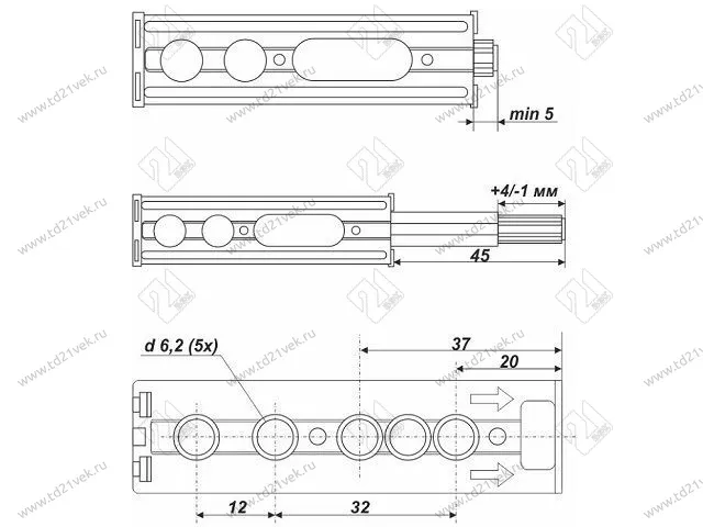 AMF12/SST Упор-защелка фасада c толкателем push-to-open, скр крепления , корпус нерж. сталь <200> 3