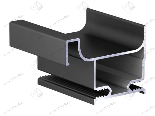 Н-образный профиль асимметричный GOLA, L=4500 мм, черный матовый анодированный 1