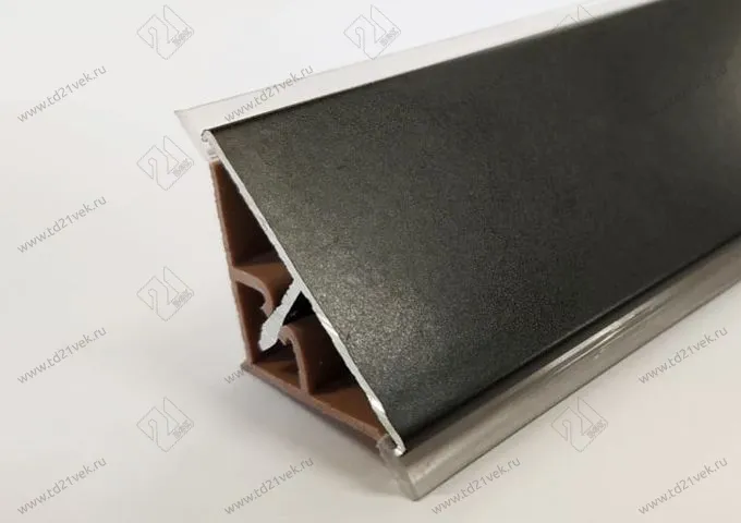 Плинтус кухонный алюминиевый гладкий плоский "ЧЕРНЫЙ"  3,05 м   <1/48> 1