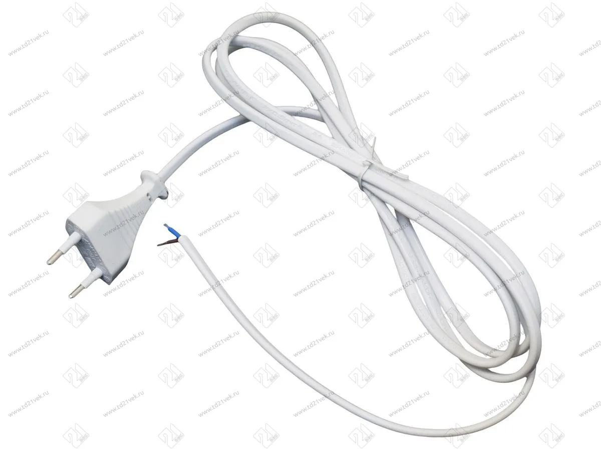 15.110.01.011 Сетевой провод с вилкой 220В, L=1.8м, ШВВП 2х0,5мм (белый) <1> 1