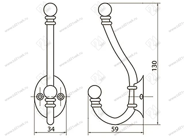 KR0180 SС Крючок мат. хром <30/180> 2