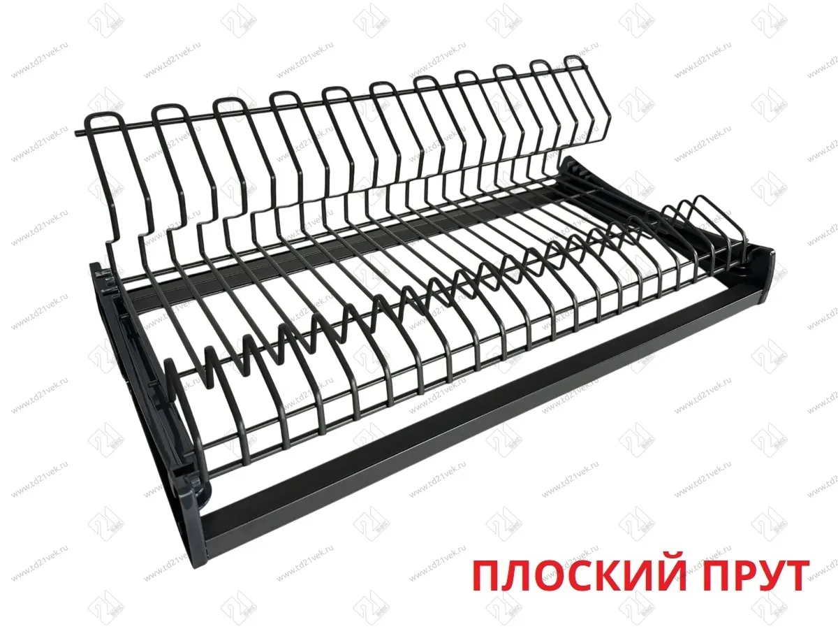 Сушка для посуды 500мм двухуровневая, 2 поддона, антрацит, плоский прут, для ДСП 16мм, 468х275х209 мм 3