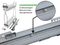 Бутылочница для кухни 150 правая, на направляющих скрытого монтажа с синхронизатором, полного выдвижения с доводчиком