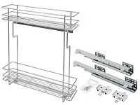 Бутылочница 150 правая (448х108х535мм) на скрытых направляющих с доводчиком, хром крашенный / двухуровневая корзина