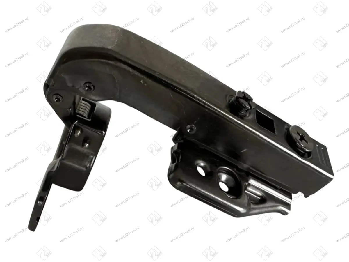 Петля угловая 90°, 48мм, планка Н=2, 3D, CLIP-ON, 2 накладки+4 самореза., с доводчиком, черный 3